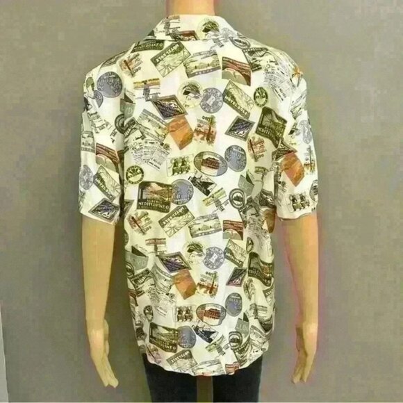 Unique Vintage  oversized multicolored novelty prints button down shirt - Picture 4 of 11